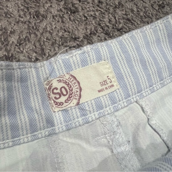 So White/Blue Striped Cotton Shorts - Picture 3 of 6